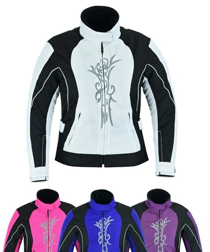 warrior gears Giacca da motociclista con ricamo grafico da donna, giacca impermeabile da donna, giacche da motociclista per l'esterno, top da motociclista con armatura CE, equipaggiamento protettivo