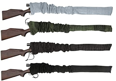 aleawol 4 Farben 140cm Socken für Gewehre, Silikon Öl Behandelt Knit Fabric Schrotflinte Gewehr Storage Gun Socke, Gewehrsocken mit Kordelzugverschluss (4 Stück)