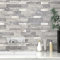 VAOVI Piastrelle da parete per cucina e metropolitana, mosaico lineare, impermeabile, per bagno e doccia, 10 pezzi, grigio