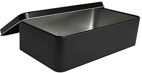 WEANOS Black Metal Tin Box Lids - Large Containers, Holder for Keeping Car Keys, Cookie, Pencil Case, 8.2 x 4.7 x 2.4 inch