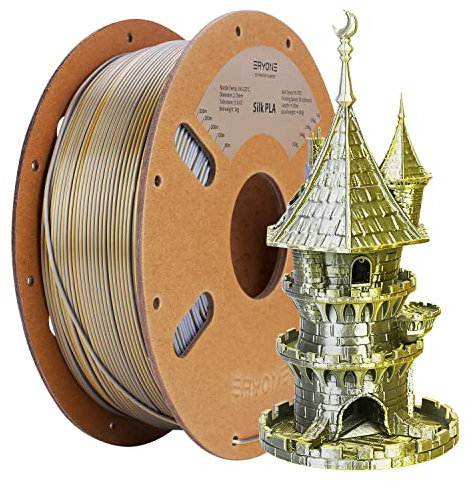 ERYONE Dual Zweifarbig PLA Filament 1.75mm, 3D Drucker Filament 1kg Spule +/- 0,03 mm, Seide Gold & Silber