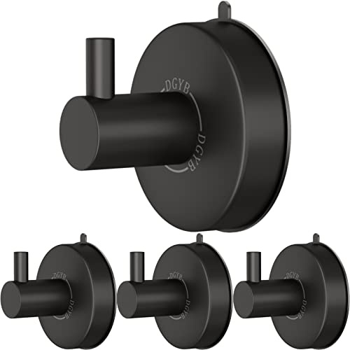 DGYB Dusche Saugnapf Haken 304 Edelstahl Abnehmbare Handtuch Luffa Saughaken Wasserdichte Wand Badezimmer Küche 6,8 kg 4 Stück (Mattschwarz)