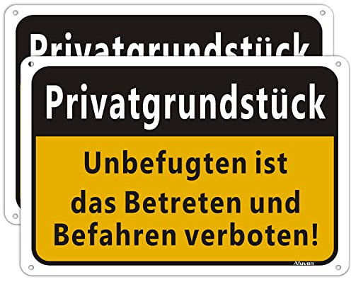 Privatgrundstück Schild Unbefugten ist das betreten und befahren verboten Schild Alu Privatbesitzschilder 30x20cm Grundstück Privat Verbotsschild Betreten verboten Warnhinweis widerrechtlich 2 Stück