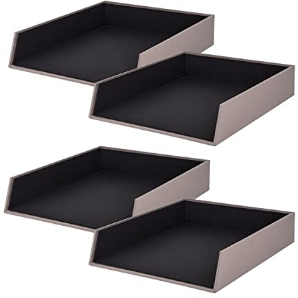 Rössler - S.O.H.O. Briefablage A4 4 Stück 32 x 26 x 6 cm Taupe | Ablagefächer stapelbar, Dokumentenablage für Briefe, Unterlagen, Akten und Schreibtischorganisation