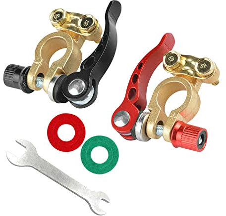 2pezzi Terminali Morsetti di Batteria12V/24V/60V,Staccabatteria Auto Morsetto a Sgancio Rapido,Positivi e Negativi Morsetti Della Battery Auto Filo Connettori per Camion,Furgoni,Roulotte,Camper, Barca