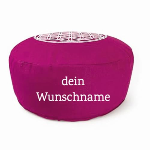maylow Yoga mit Herz Yogakissen Meditationskissen mit Stickerei Blume des Lebens 33x15 cm für Anfänger und Geübte Bio-Dinkelspelz Füllung Bezug und Inlett Baumwolle waschbar