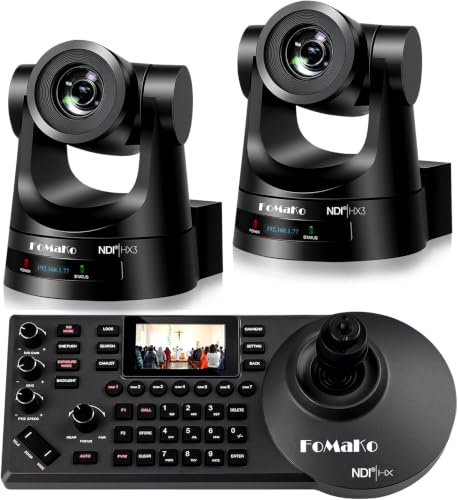 FoMaKo Livestream PTZ Kamera Set, 20x Optischer Zoom NDI HX3 SDI Kamera+ NDI PTZ Controller, Live Streaming System für Kirche/Videokonferenz/Event/Bildung (KN20Ax2+KC608 Pro), BN202