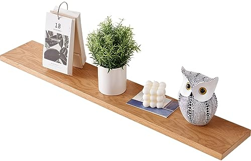 Gieanoo Floating Shelf, 60cm Solid Oak Wood Rustic Wall Shelf Wall mounted Radiator shelf Display Shelf For Living Room, Kitchen, Bedroom,Bathroom