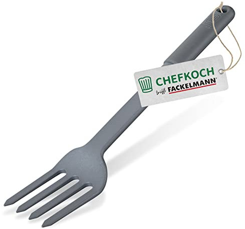 FACKELMANN Chefkoch Multigabel aus Kunststoff – Küchengabel mit ergonomischem Soft-Touch-Griff – Kochgabel geeignet für beschichtete Töpfe und Pfannen – Hitzebeständig und Spülmaschinengeeignet