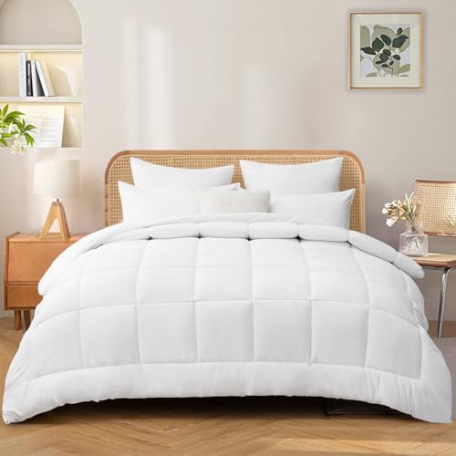 RUIKASI Single Duvet 10.5 Tog - Bed Quilt All Year Round Luxury Hotel Comforter with Corner Tabs Soft Touch Machine Washable 300GSM,135x200cm White