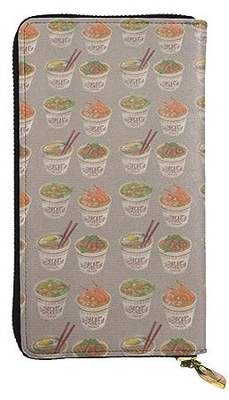 Portefeuille en cuir végétal pour femme, joli porte-monnaie pour femme, minimaliste, étanche, porte-cartes, Coquetier Noodle Ramen, Taille unique
