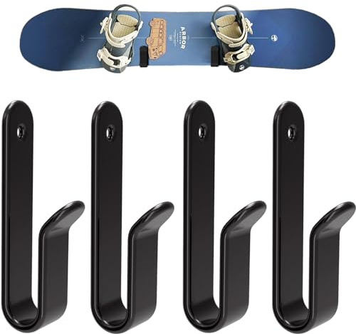 HHUXIUE Clips horizontales de montaje en pared para snowboard, soporte de pared para snowboard, soporte de pared para habitación, garaje (2 juegos)