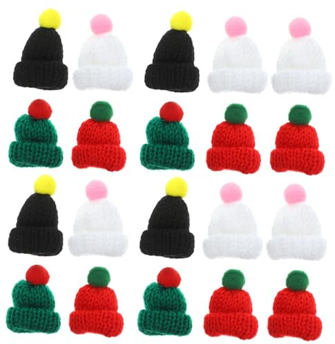 Gadpiparty 60 STK Mini-mütze Wollmütze Für Die Dekoration Mini-strickmützen Mit Bommel Weihnachts-Mini-strickmütze Lutscherhüte Santa Weinflaschenabdeckungen Lieferungen Handy Strickgarn