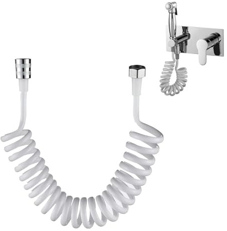 Duschschlauch Ausziehbar,Teleskopischer Duschschlauch,Verdrehschutz Brauseschlauch,Spiral Brauseschlauch Für Wasserhahn, Bidet,Sprühgerät,Handbrause,Weiß,3 Meters