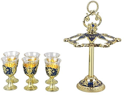 Kelchkelch, 6 Stück, Vintage-Weinbecher, Kleine, Unzerbrechliche Kelchkelche, Geprägte Kelche, Blumenkelche Für Partydekorationen(Blau)