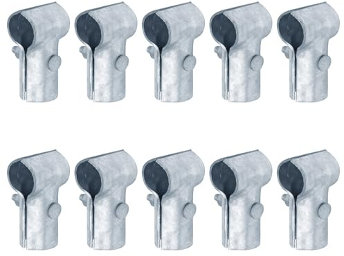 OTTFF 10 Pack End Rail Clamps, Tee Connector Fits 1/2 Galvanized Steel Pipe (OD 0.84), Structures T Panel Joint for Chain Link Fence, Greenhouse, Garden Metal Trellis