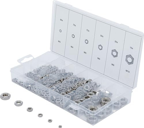 BGS 74249 | Surtido de tuercas hexagonales | acero inoxidable | 300 piezas