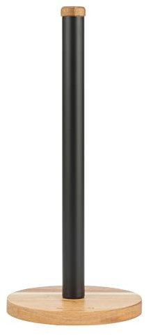Salter BW13565EU7 Toronto Kitchen Roll Holder – Freestanding Paper Towel Holder, Countertop Stand, Worktop Organiser Storage Rack for Standard Kitchen Rolls, Classic Acacia Wood Design, Black