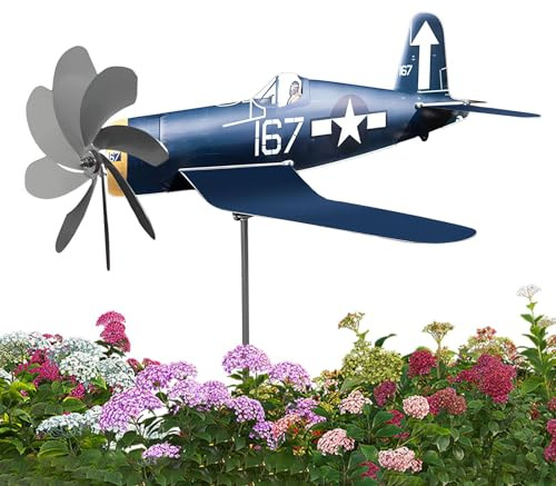 Airplane Wind Spinner Metal Garden Plane Wind Spinner, Aircraft Modeling Windmill Stainless Steel Wind Catchers Weatherproof Wind Powered Garden Decoration For Lawn, Garden, Patio & Yard