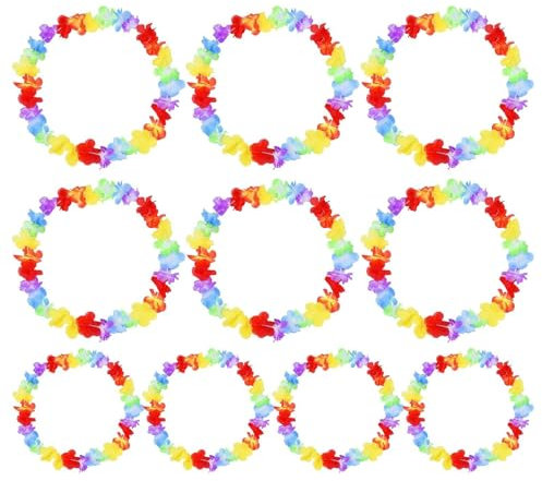 39 Zoll Hawaii Kette Blumen Girlanden, Tanzgirlande, Bunte Hawaiiketten Mit Hawaiianische Haarspange, Für Hawaiian Dekorationen Zubehör 10 Stück