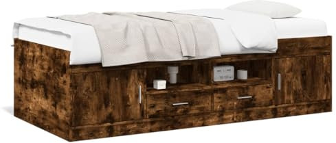 IKAYAA Tagesbett, Sofabett, Couchbett, Sofa Bett, Funktionsbett, Jugendbett, Bettsofa, Tagesbett mit Schubladen Räuchereiche 90x200 cm Holzwerkstoff