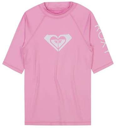 Roxy Girls' Short Sleeve Whole Hearted Rashguard Shirt with UPF 50+ Sun Protection, Lilac Chiffon, M8/10