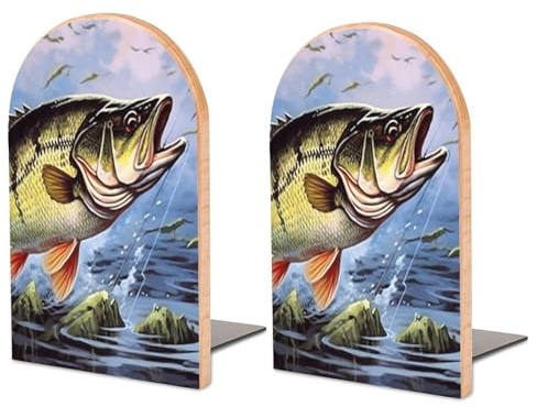 2 Stück Buchstützen aus Holz, Bass-Spring-Buchstützen für Regale, rutschfeste Buchstützen für Büro, Zuhause, Küche, Buchstützen zum Aufbewahren von Büchern, 12,7 x 7,6 cm