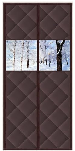 moismk Magnetischer Wärmeschutzvorhang mit Transparentem Fenster, Thermo Türvorhang, Selbstschließend, Wasserdicht & Winddicht, Isolationsschutz, Isolier Schutz, Thermovorhang(Brown,80x200cm)