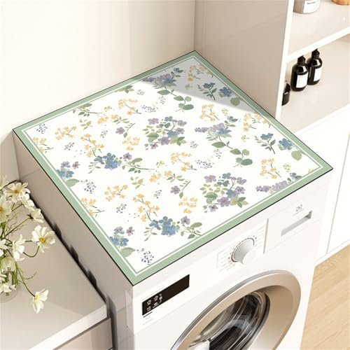 Highdi Universel Floral Housse de Protection pour Machine à Laver Top,Coussin de Machine à Laver Antidérapant Housse de Machine à Laver pour Machine à Laver Ou Sèche-Linge (Blume,60x60cm)