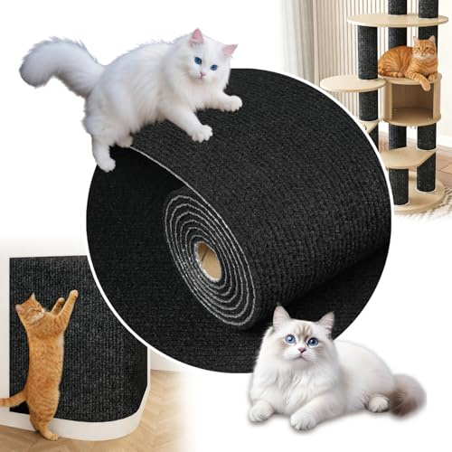 Livelynine Rascador Gato Adhesivo Pared Arranhador para Gatos Sofa Protector Sofa Gatos Arañazo Negro Rascador de Gato para Puertas Muebles Camas Fácil de Cortar Rascadores Sofá Negro 40CMx2M