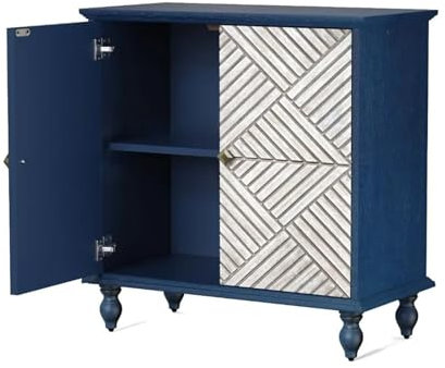 CYairong-22 Sideboard Geschnitzter Aufbewahrungsschrank mit Zwei Türen und verstellbarem Regal, antikes Holz-Sideboard, rustikaler Akzentschrank, Anrichte for das Wohnzimmer Barschrank