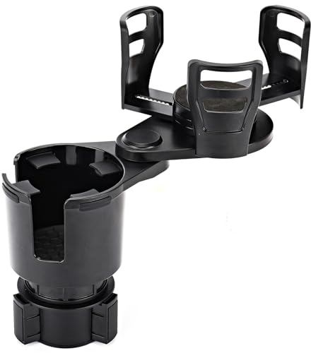 Auto-Getränkehalter-Expander, Universaler 2 in 1 großer Getränkehalter-Expander-Adapter fürs Auto mit verstellbarer Basis, passend für große Flaschen, Snacks, Getränkebecher, Schwarz