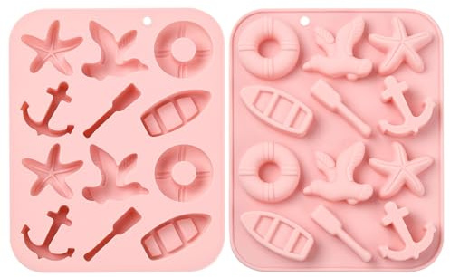 KitBeads Silikonformen mit nautischem Motiv, Anker, Segelboot, Fondantformen zum Backen, Kerzen, Harz, Seifen, Basteln, Dekorationen, 2 Stück