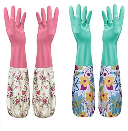 Riiichflowshop Kitchen Cleaning Gloves 1 Pairs Housework Anti-rust Hands for Protection for Long Sleeves Working Painting Gardening Rubber + Polyester