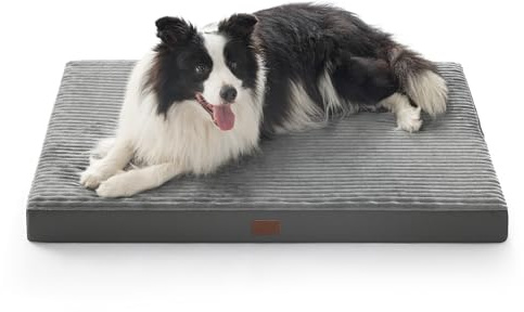 Bedsure Lit orthopédique pour Chien - Taille XL - Lit Lavable avec Base antidérapante et Housse Amovible Lavable - Gris - 104 x 69 x 9 cm