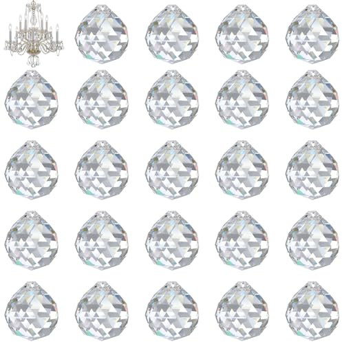 24 Stück Kristalle zum Aufhängen,20mm Sonnenfänger Kristall,PrismaKristall,Suncatcher Kristall,für Fenster Ornament, Craft Wedding Home Decor,für Feng Shui,für Geschenke