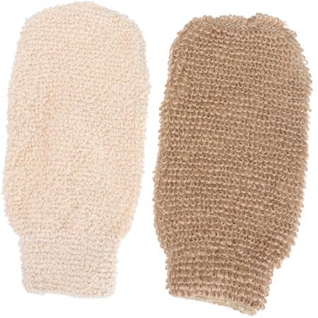 WEKADRIN Peeling Badehandschuhe Jute Mit Grober Struktur Leicht Und Faltbar Für Intensives Körperpeeling Geeignet Für Reisen Und Camping 2 Stück