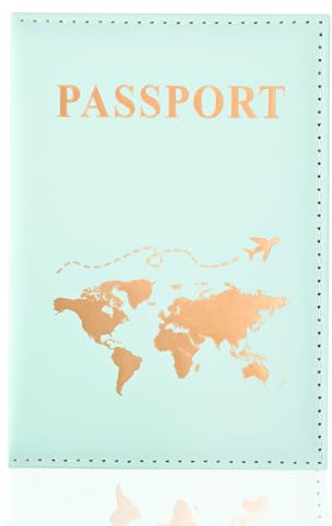 REEKNOKOL Passport Holder, Leather Passport Cover PU Passport Holder Travel Wallet for Passport, Credit Card, Ticket Card, Business Cards, Boarding Passes (Green)