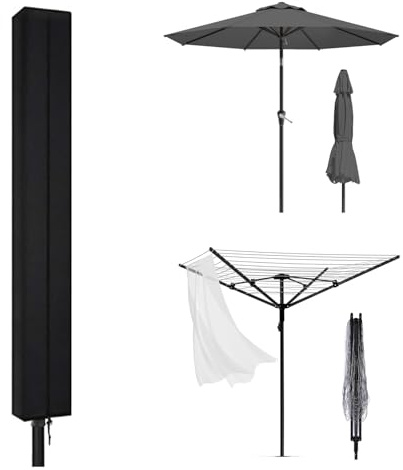 Cosstream Wäschespinne Schutzhülle - 1 Stück wasserdichte Abdeckung 160x15x15cm aus 210D Oxford mit Reißverschluss Wasserdicht Wetterfest Schutzhülle für Wäschespinnes