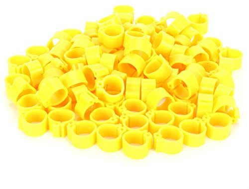 200pcs 10mm Tauben kein Wort Bein Ring Vogelfuß Clip Identification Ring (Gelb)