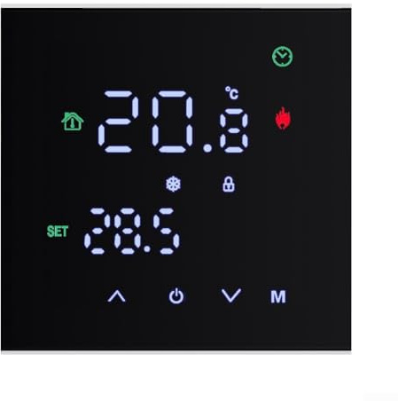 Moderno termostato de pantalla táctil, controlador de temperatura con pantalla LCD para el hogar, calefacción eléctrica, caldera de gas, regulador de eficiencia energética (3 A, negro)