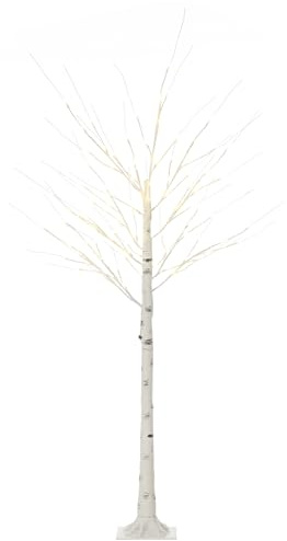 HOMCOM Albero di Natale Bianco con Luci LED e 12 Rami per Interni ed Esterni, Albero di Natale Artificiale in PP e Metallo, 22x22x180 cm