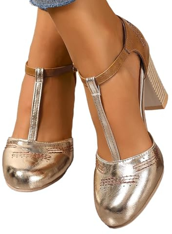 Escarpins Femme Petit Talon, Ballerines Babies Chaussures Femme, Escarpin Confort Pieds Larges Doré, Espadrille, pour Mariage Sexy Mary Janes Sandales
