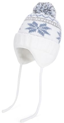 GOZINA Baby Mütze Wintermütze Baby Warm Gefüttert mit Ohrenklappen, Strick Babymütze 0-6 Monate (DE/NL/SE/PL, Alphanumerisch, M, White)