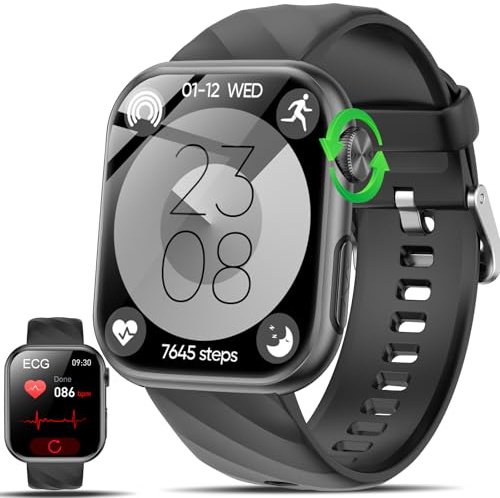 Lgnitek 2026 Neu Smartwatch EKG+HRV/BMI/Harnsäure Herren Damen, 1.97'' AMOLED Gesundheitsuhr mit Bluetooth Anrufe, 24H Herzfrequenz/Blutdruck/Schlafmonitor/SOS-Notruf Fitnessuhr für Android iOS
