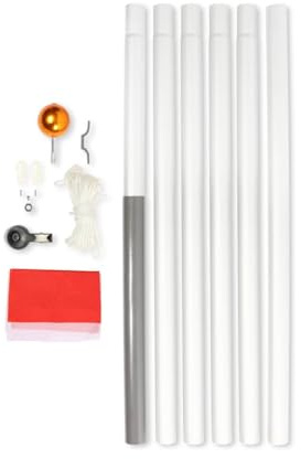 I LOVE FANCY DRESS Robuster Aluminium-Fahnenmast mit Teilen für Haus, Garten oder Hof, einfach zu installieren, wetterfester Fahnenmast für den Außenbereich, 6 m