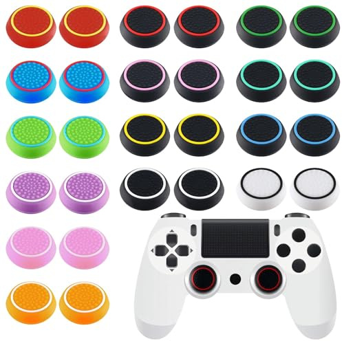 JolliLudo 28 Pack Anti Slip Controller Grip Silicone Thumb Grips Caps High Sensitivity Joystick Thumb Grips Multicolor Button Cover Anti-Scratch Joystick Silicone Accessories Replacement Parts