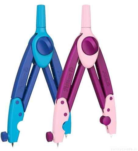 Pelikan griffix Schul-Zirkel, 150mm, mit Ersatzminen, Anspitzer und Spitzenschutz, blau + Sweet Berry, 2 Stück