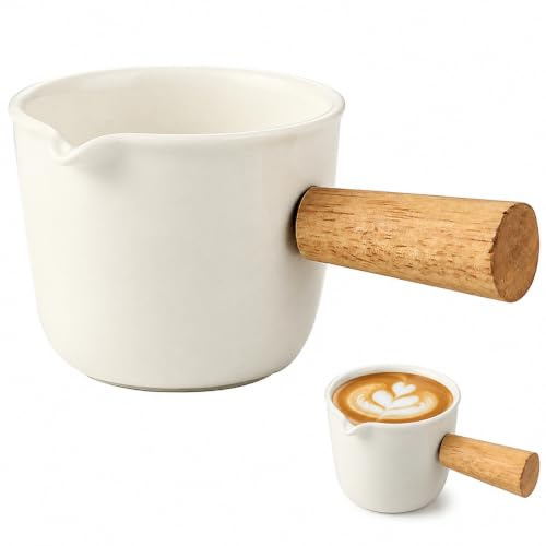 SUPVOX Ceramic Milk Frothing Pitcher with Handle: Espresso Cup for Coffee Creamer Pitcher with Narrow Spout Milk Jug for Frothing Pouring and Latte