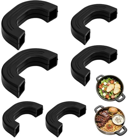 TAIANJI Silicone Pot Grips, 6 Pcs Heat Resistant Handle Holder Pot Earrings Anti-scald Covers for Prevents Burns Casserole, Lid Handles (Black)